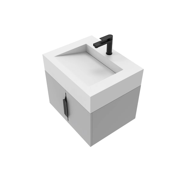 Castello Usa Nile 24-inch Gray Vanity Set with White Top and Black Handles CB-MC-24G-BL-2053-WH - main